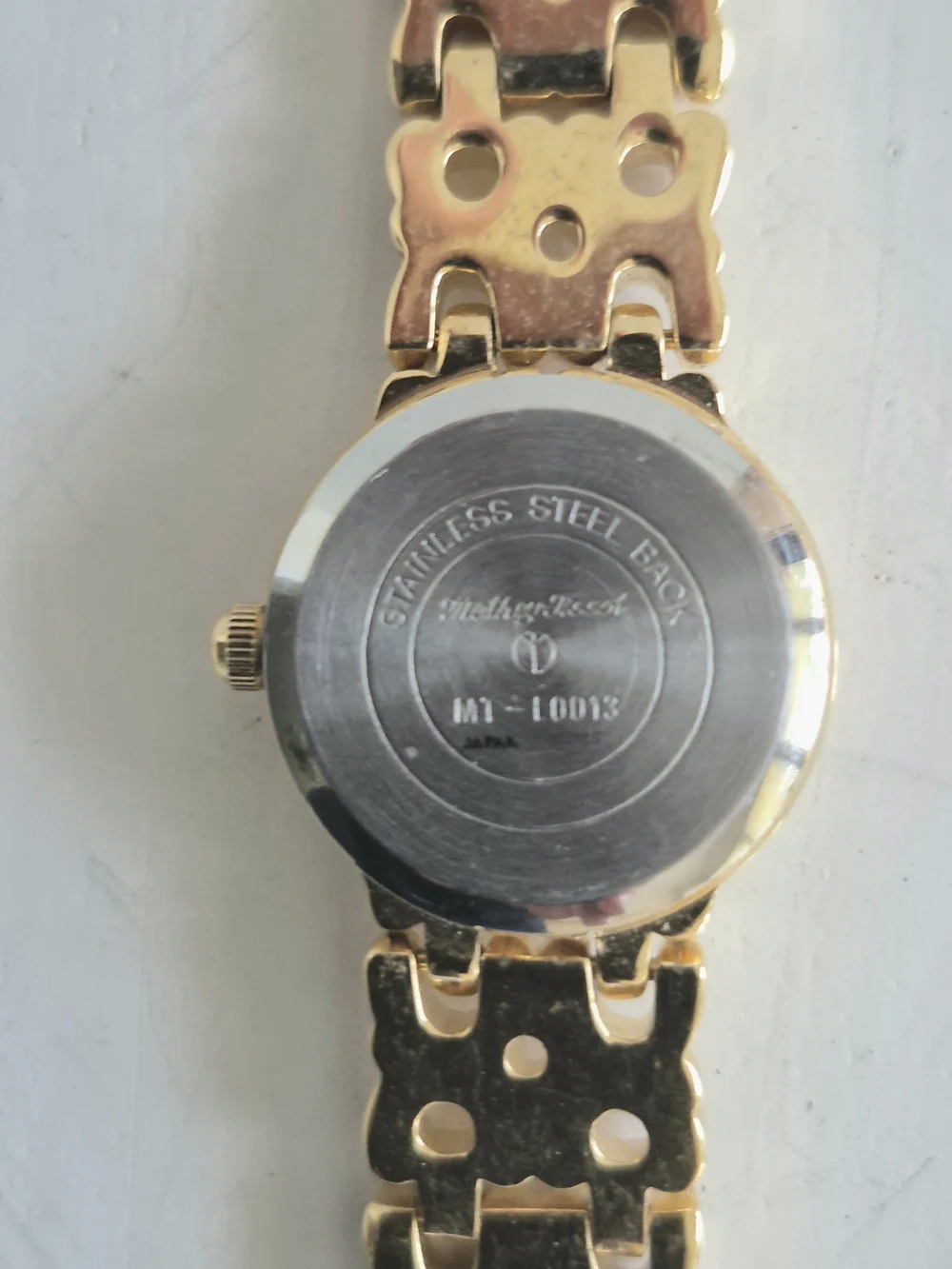 Mathey-Tissot Gold-Tone Women's Bracelet Watch with Sparkling Pave Crystal Dial
